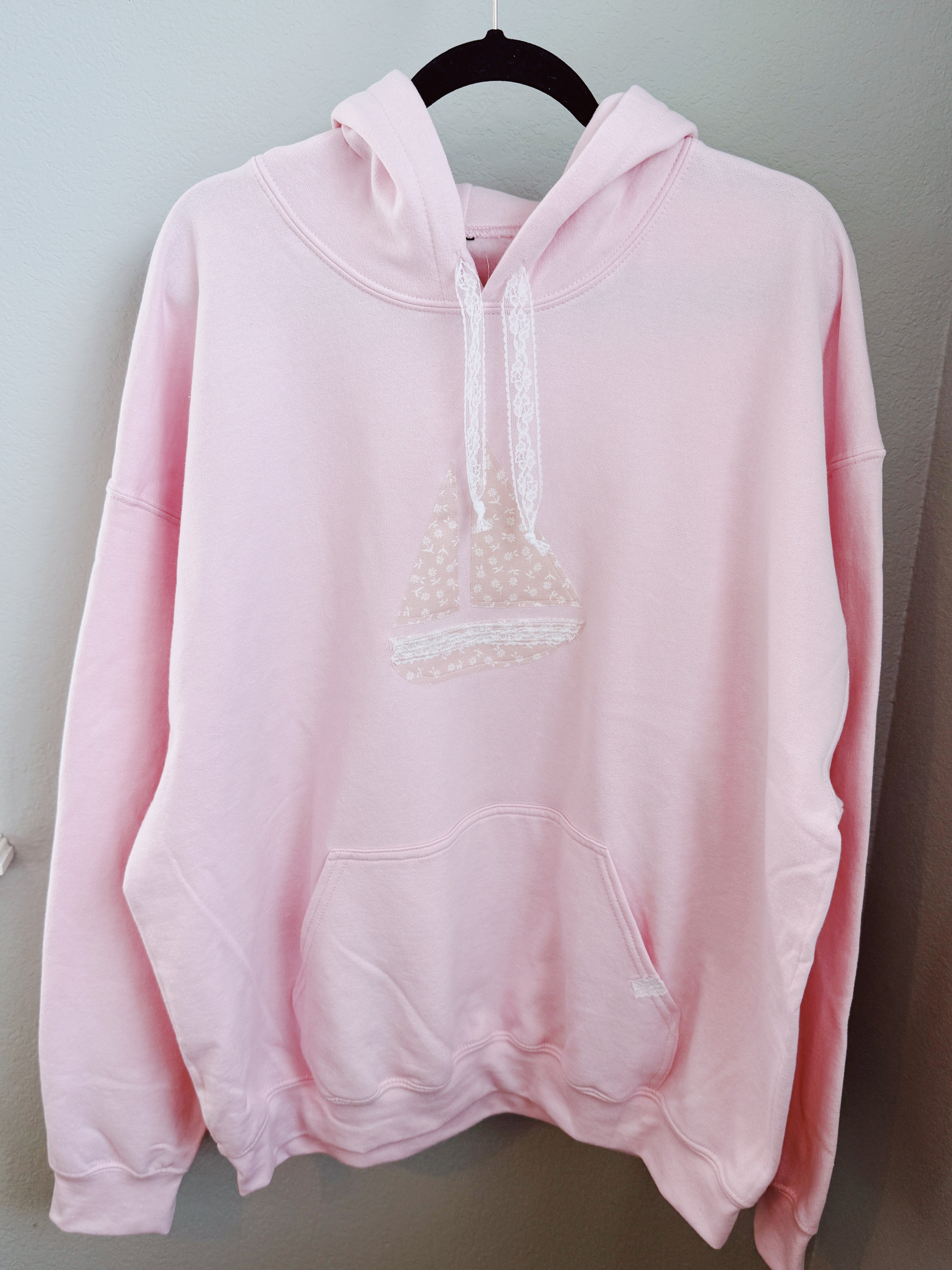 Pink "Set Sail" Hoodie with Lace